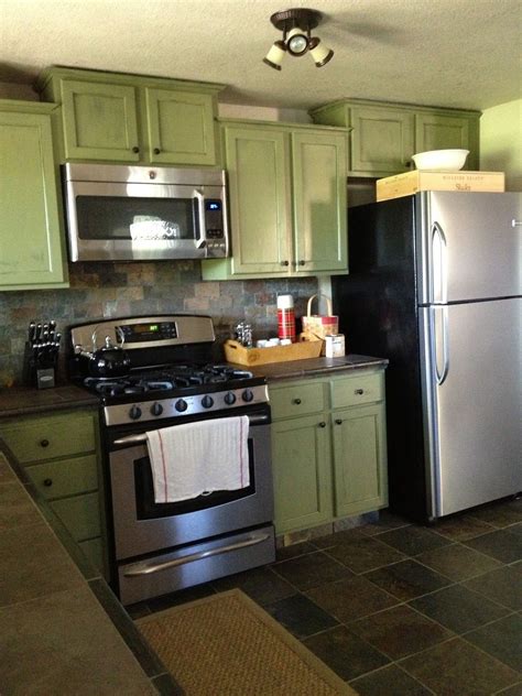 green cabinets with stainless steel appliances|modern green kitchen colors.